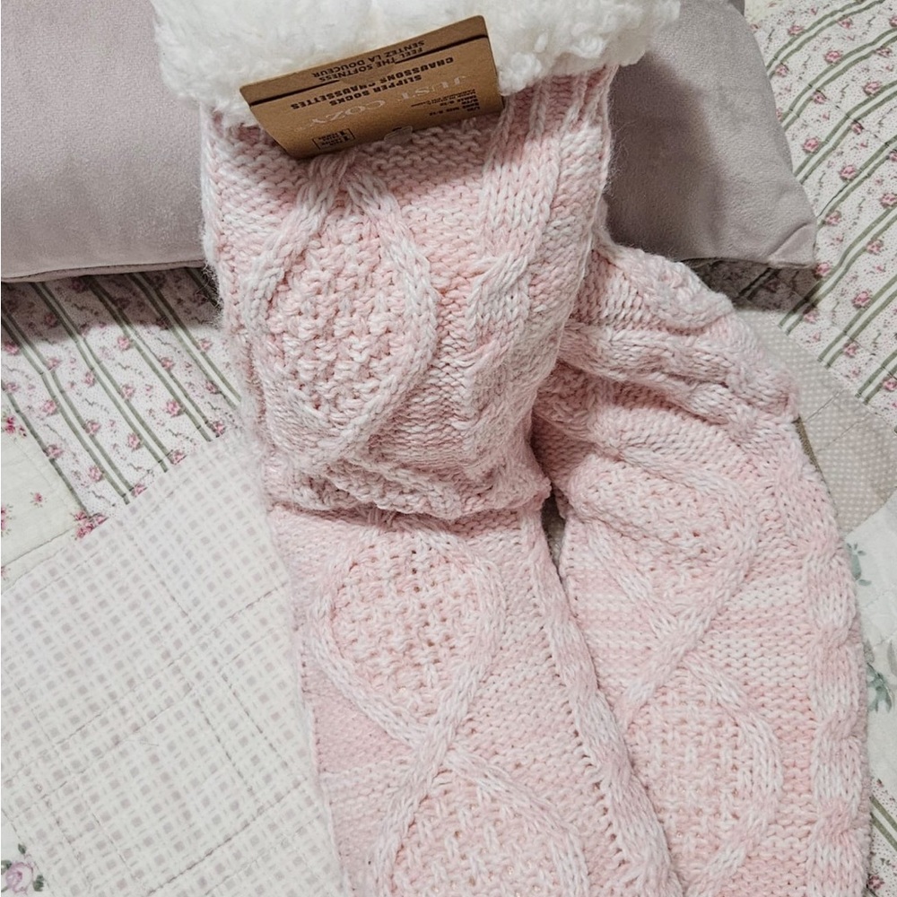 Cozy Pink Knit Slippers